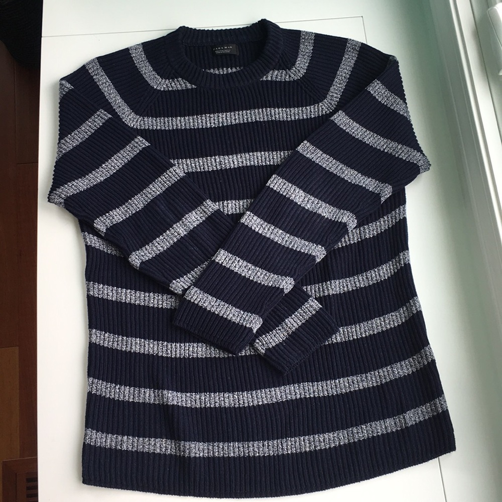 Zara Man Blue  Stripe Sweater